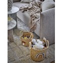 Plaid coton recycle beige motif franges Bloomingville
