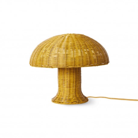 Lampe a poser champignon retro rotin couleur HK living