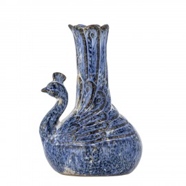 Petit vase gres paon bleu Bloomingville Kali