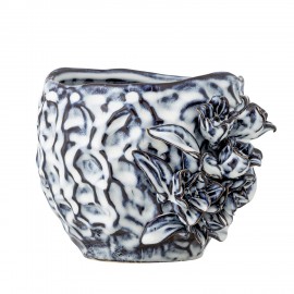 Petit cache pot gres structure fleurs sculptees Bloomingville Malina