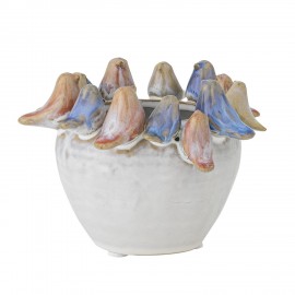Cache pot decoratif oiseaux gres Bloomingville Eanna