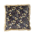 Coussin decoratif velours floral franges Bloomingville Eydis