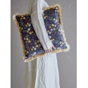 Coussin decoratif velours floral franges Bloomingville Eydis