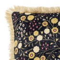 Coussin decoratif velours floral franges Bloomingville Eydis