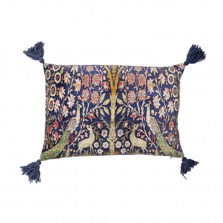 Coussin decoratif salon motif paons Bloomingville Adya