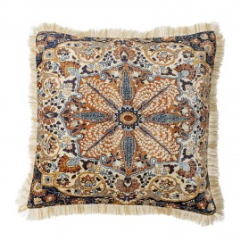 Grand coussin decoratif doux motif boheme franges Bloomingville Asu