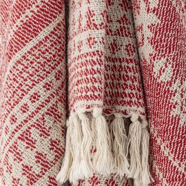 Plaid coton recycle franges Bloomingvilla Oia