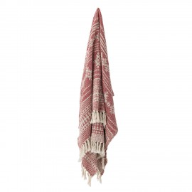 Plaid coton recycle franges Bloomingvilla Oia