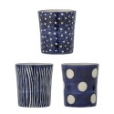 Tasses gres peint bleu motifs Bloomingville Minoa set de 3