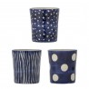Tasses gres peint bleu motifs Bloomingville Minoa set de 3