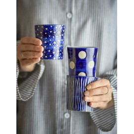 Tasses grès peint motifs Bloomingville Minoa set de 3