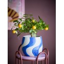 Cache pot decoratif gres peint bleu Bloomingville Romy