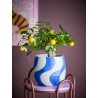 Cache pot decoratif gres peint bleu Bloomingville Romy
