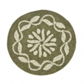 Petit tapis salle de bains rond coton tufte motif Madam Stoltz