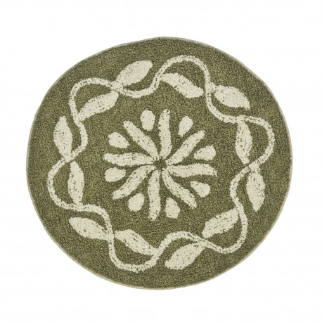 Petit tapis salle de bains rond coton tufte motif Madam Stoltz