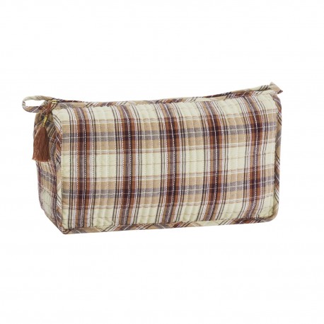 Trousse de toilette tissu imprime carreaux Madam Stoltz
