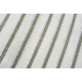 Grande nappe rectangulaire coton rayé vert argent Madam Stoltz