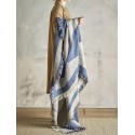 plaid chic motif geometrique bleu coton recycle bloomingville