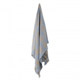 plaid coton recycle carreaux bleu clair beige bloomingville largs