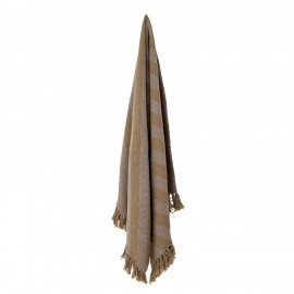 bloomingville plaid coton recycle brun marron rayures franges katrin