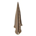 bloomingville plaid coton recycle brun marron rayures franges katrin