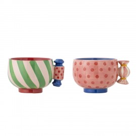 Tasse a cafe gres peint multicolore Bloomingville Caramella set de 2