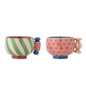 Tasse a cafe gres peint multicolore Bloomingville Caramella set de 2