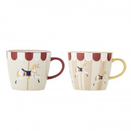 Mugs decores manege carroussel Bloomingville Merry go round set de 2