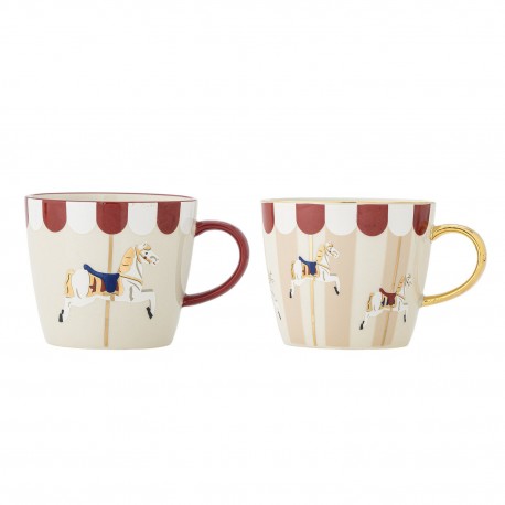 Mugs decores manege carroussel Bloomingville Merry go round set de 2