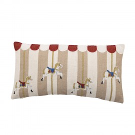 Coussin decoratif motif manege chevaux Bloomingville Merry-go-round