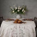 Nappe en lin blanc motif floral qualite Nordra Sweden 140 x 280 cm