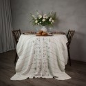 Nappe en lin blanc motif floral qualite Nordra Sweden 140 x 280 cm