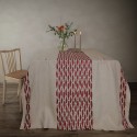 Grande nappe en lin blanc poissons rouges Nordra sweden 140 x 280 cm