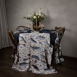 Grande nappe lin motif poissons sauvages Nordra Sweden