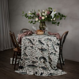 Grande nappe lin imprime poissons sauvages Nordra Sweden