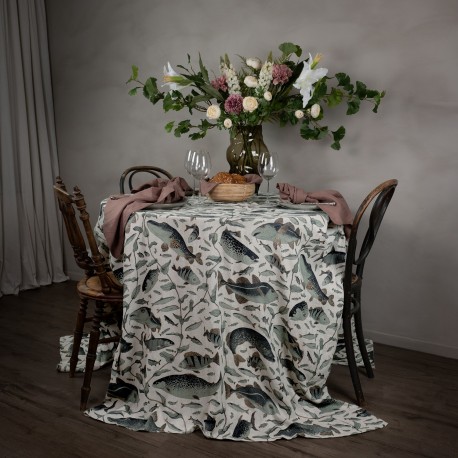 Grande nappe lin imprime poissons sauvages Nordra Sweden