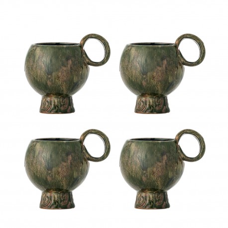 Tasse design original gres emaille Bloomingville Avonlea set de 4