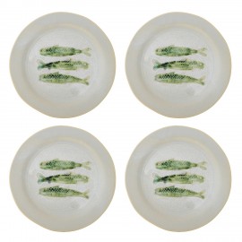 Assiettes poissons peint gres Bloomingville Hadden set de 4