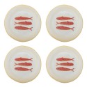 Assiettes decores de poissons peints Bloomingville Haden set de 4