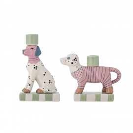 Bougeoir chiens ceramique multicolore Bloomingville Doglie set de