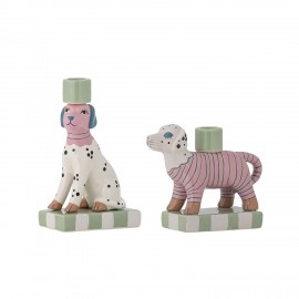 Bougeoir chiens ceramique multicolore Bloomingville Doglie set de