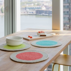 Set de table rond coton design couleur Remember Lot de 2