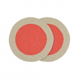 Set de table coton rond design couleur Remember lot de 2