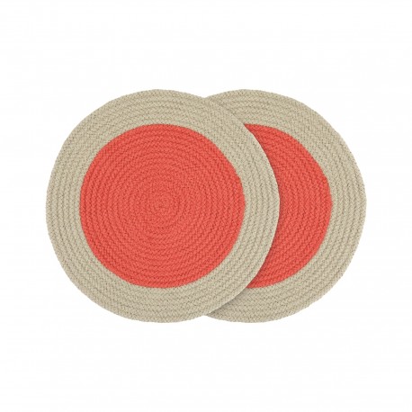 Set de table coton rond design couleur Remember lot de 2