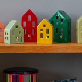 Maison photophore porcelaine Remember Yellow