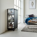 Etagere rangement discret sur roulettes acier design Yamazaki Tower