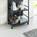 Etagere rangement discret sur roulettes acier design Yamazaki Tower