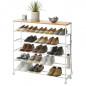 Etagere a chaussures 5 niveaux tablette bois roulettes Yamaazaki Tower