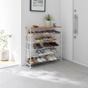Etagère à chaussures 5 niveaux tablette bois roulettes Yamaazaki Tower