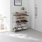 Etagere a chaussures 5 niveaux tablette bois roulettes Yamaazaki Tower